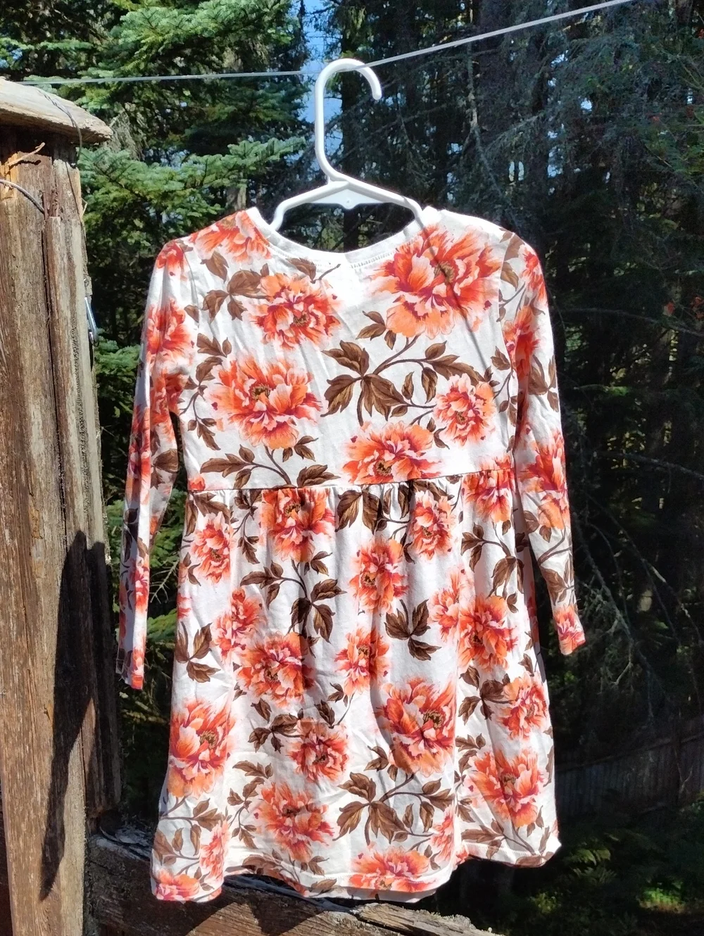 Old Navy,Size5T, Cream Dress with Coral & Brown Floral Print